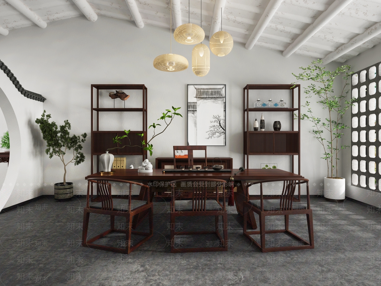 新中式茶馆3D模型下载【ID:1115620930】