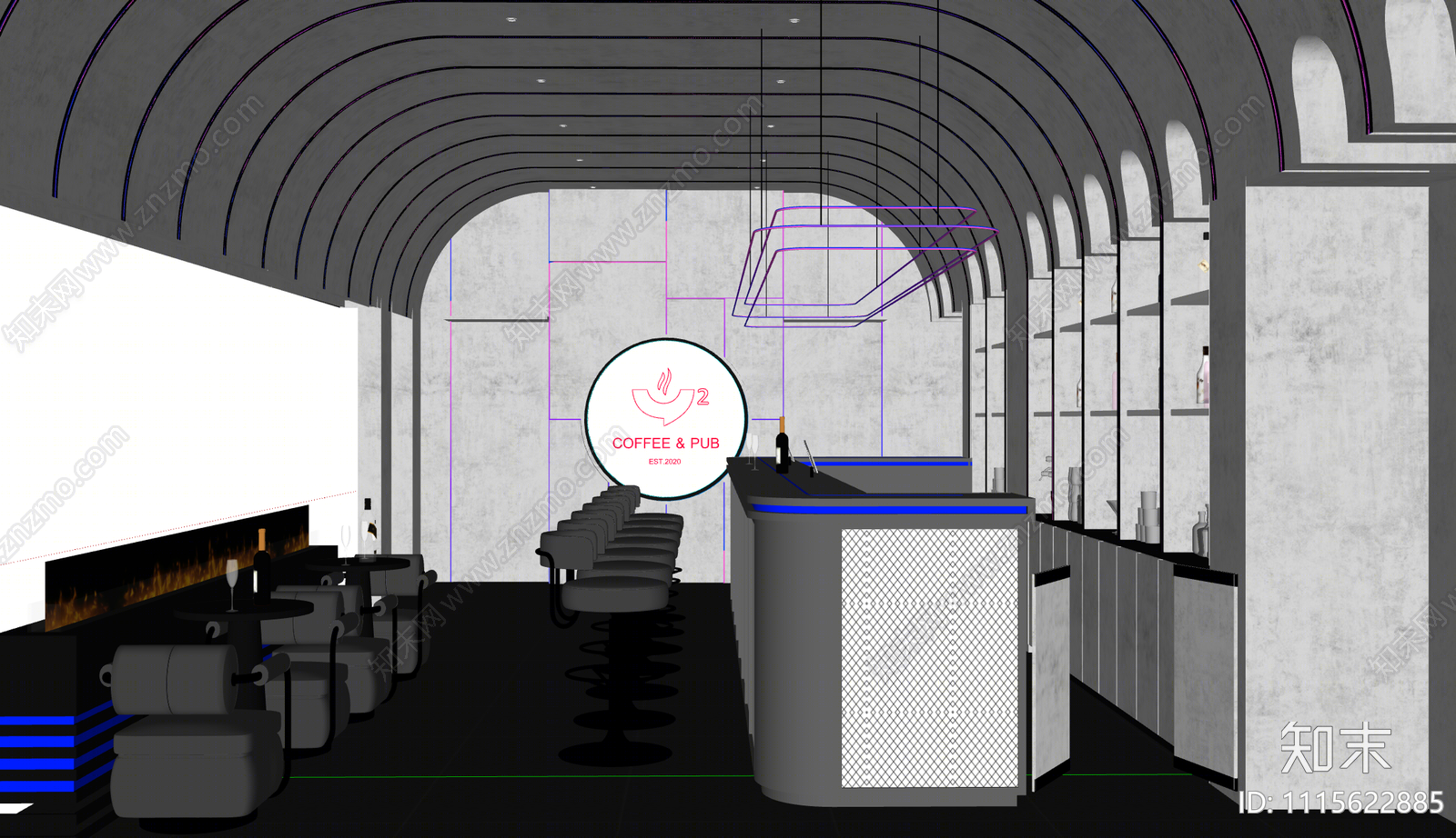现代酒吧SU模型下载【ID:1115622885】