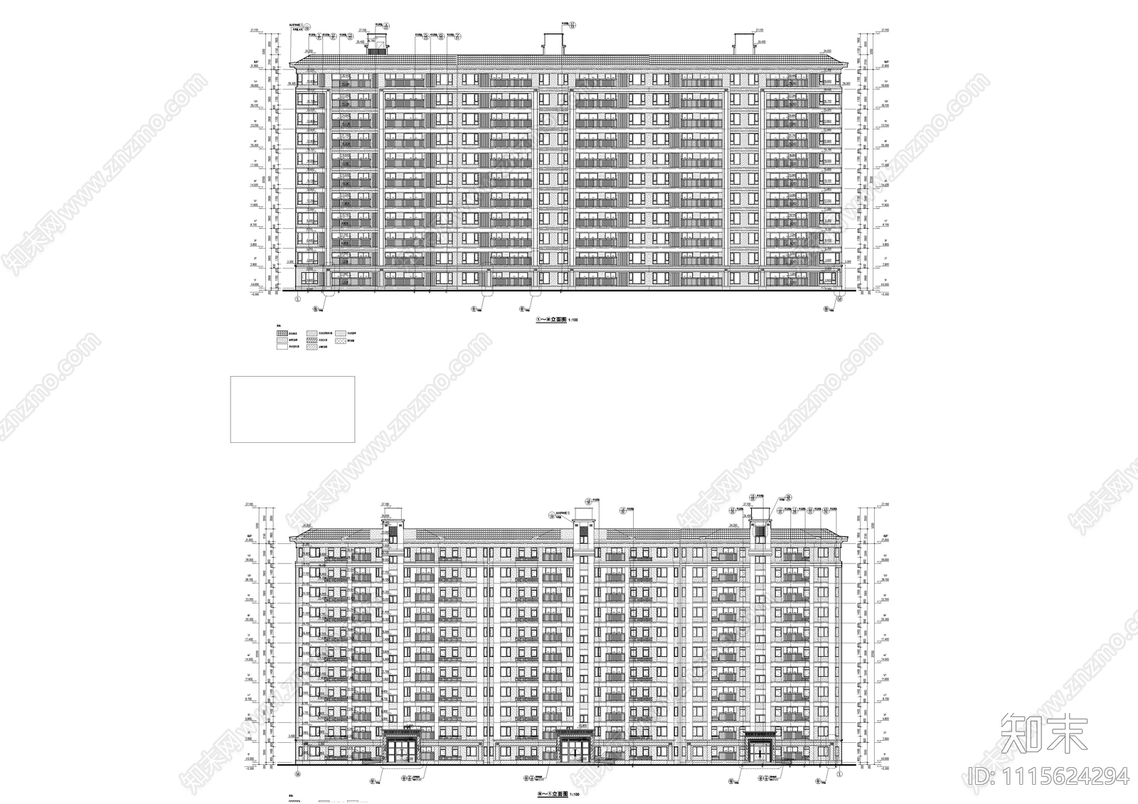 新古典楼房立面节点施工图cad施工图下载【ID:1115624294】