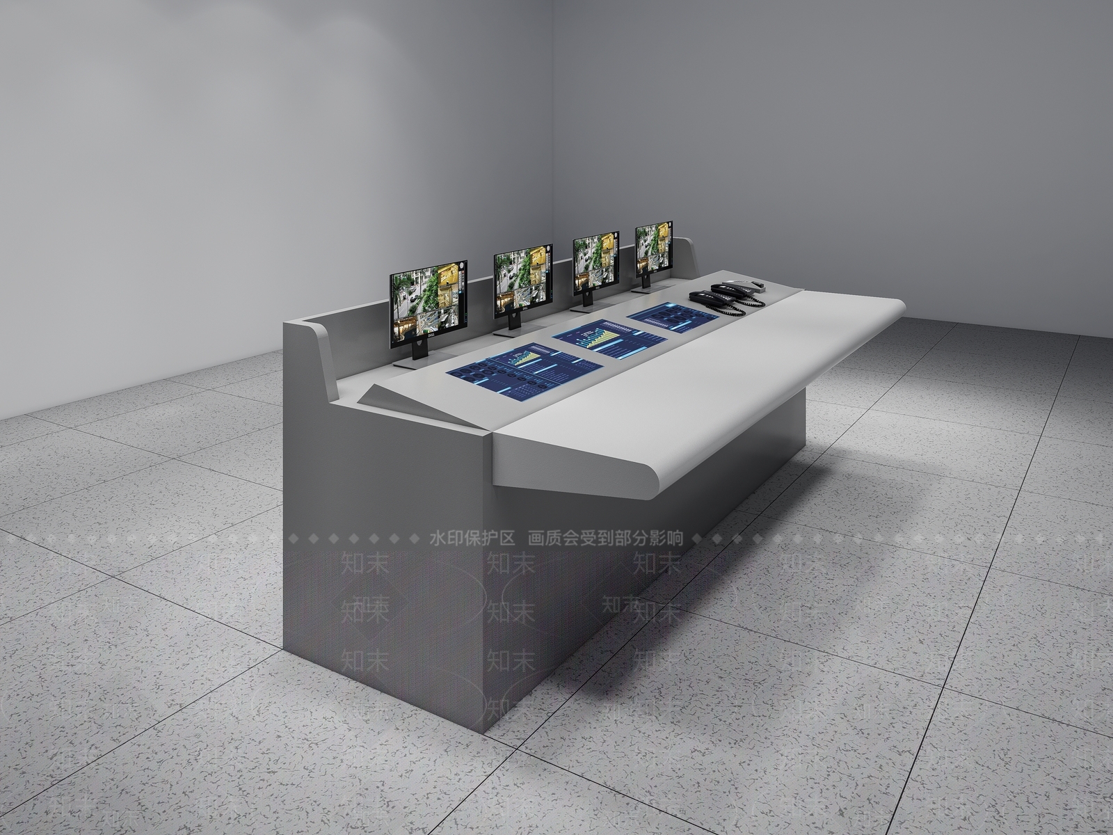 现代监控控制台SU模型下载【ID:1115629783】
