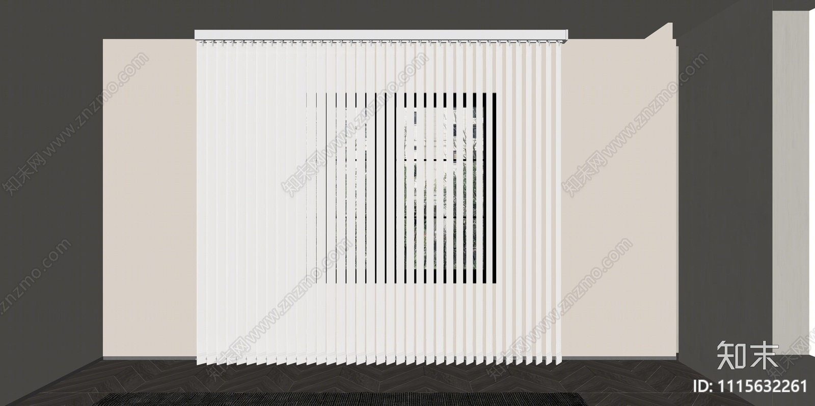 现代竖向百叶窗帘SU模型下载【ID:1115632261】