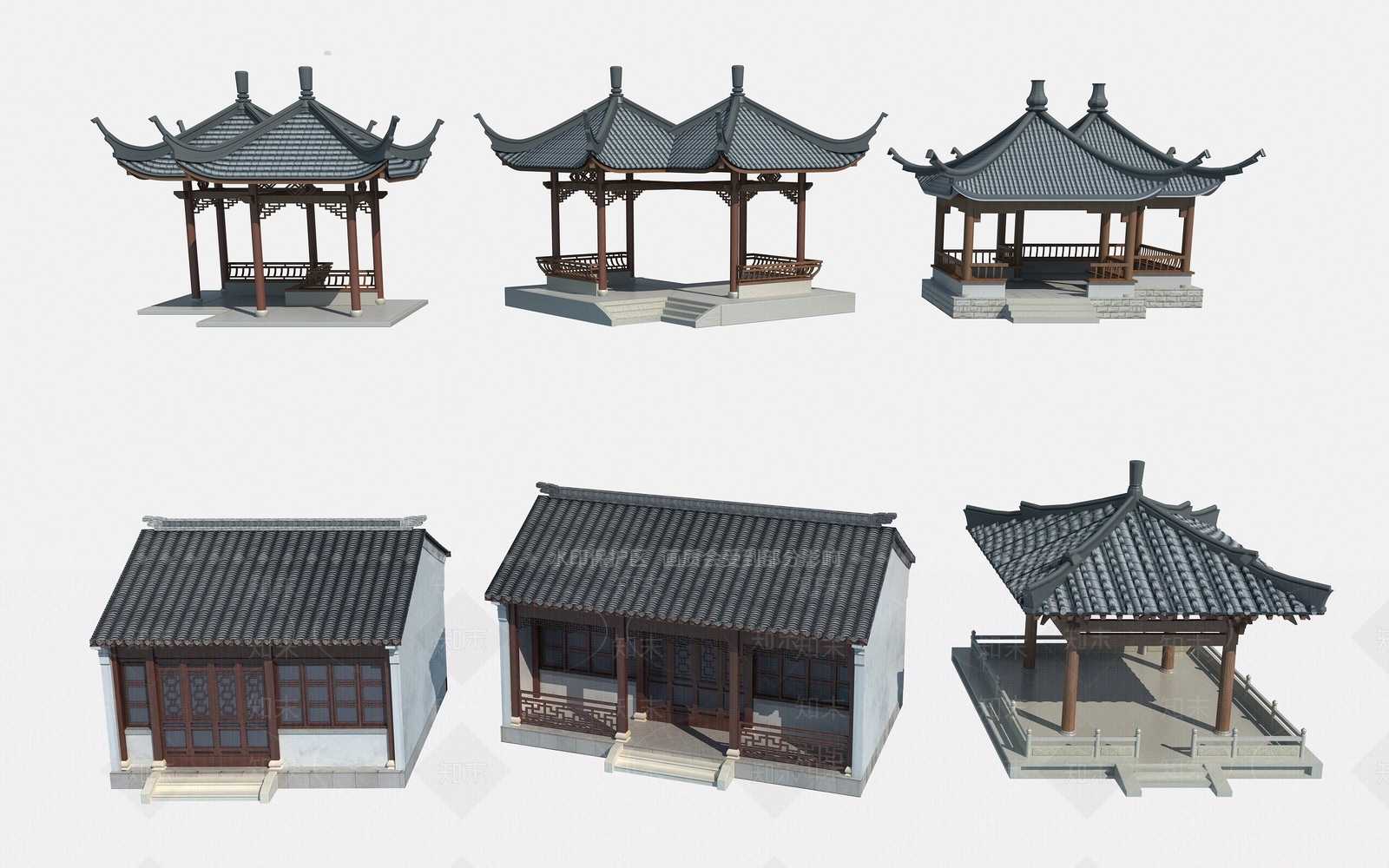 新中式亭子3D模型下载【ID:1115632106】