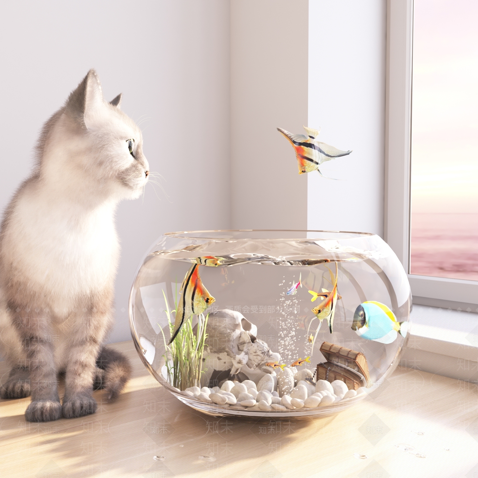 鱼缸3D模型下载【ID:1115633025】