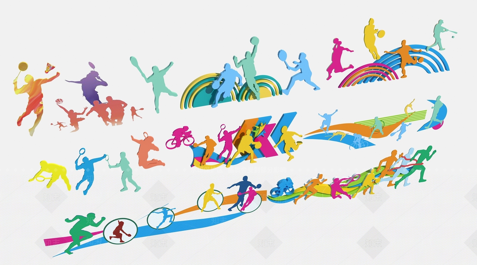 现代运动人物雕塑小品3D模型下载【ID:1115633638】