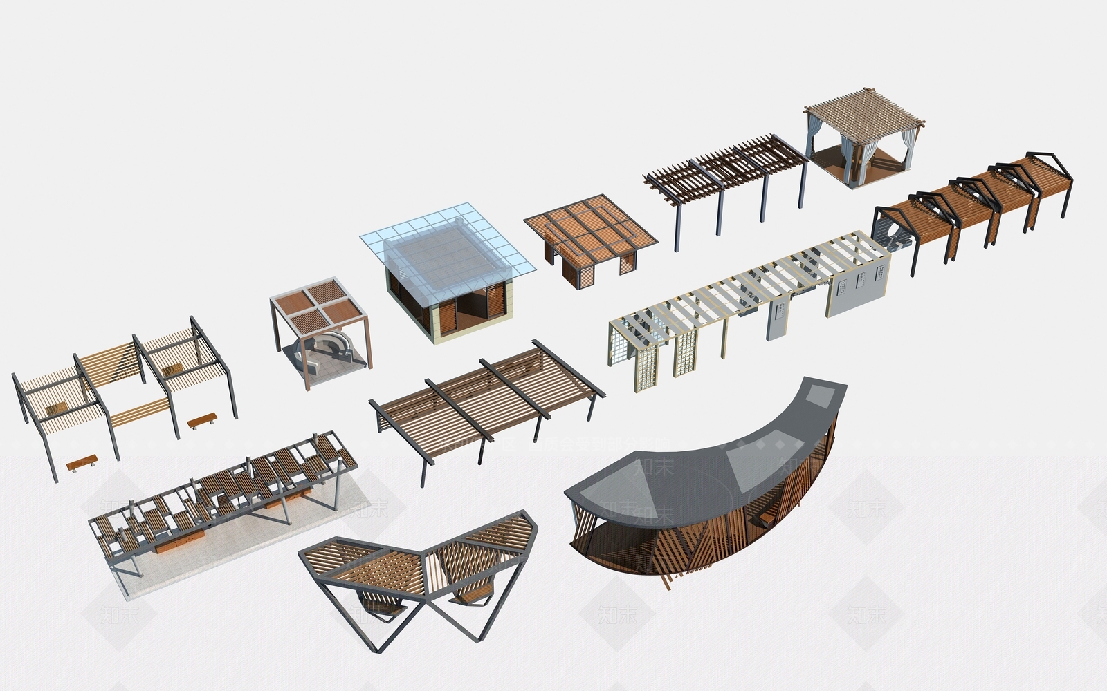 现代廊架3D模型下载【ID:1115635974】