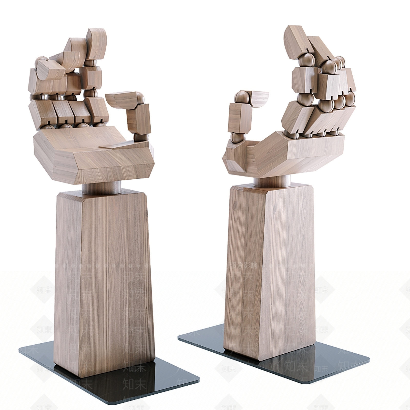 现代机械手臂雕塑3D模型下载【ID:1115636480】