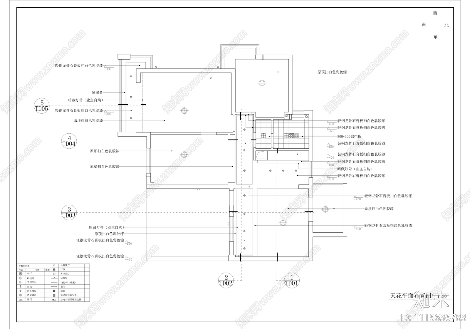 二层复式现代极简家装cad施工图下载【ID:1115636783】