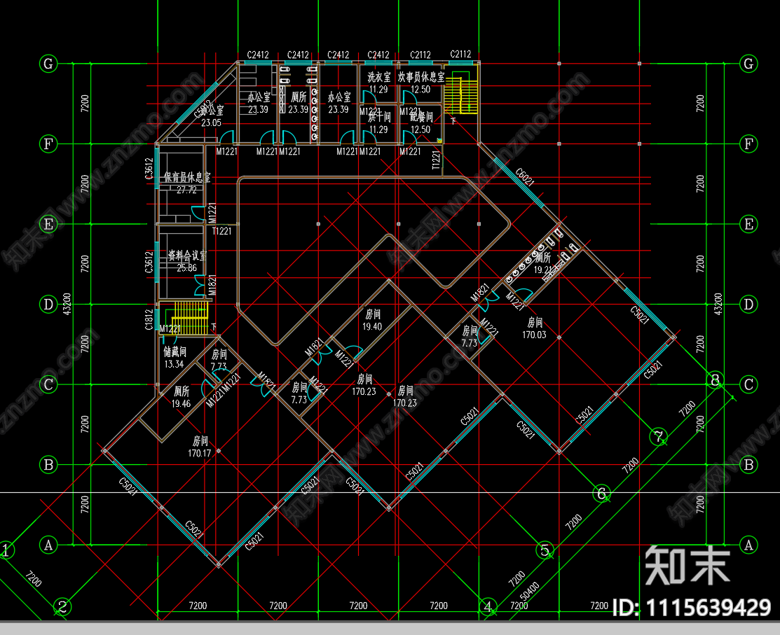幼儿园平面图cad施工图下载【ID:1115639429】