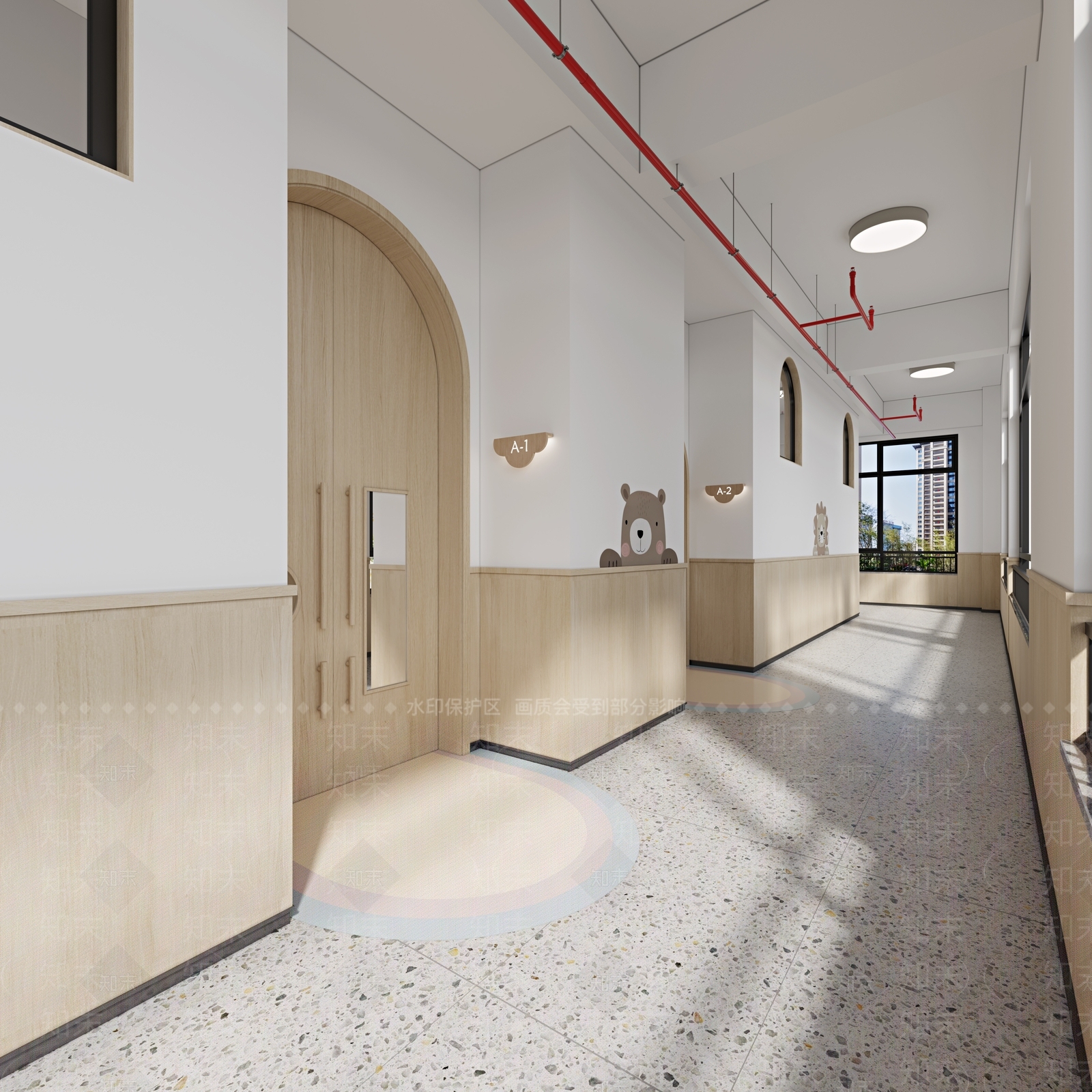 现代幼儿园走道3D模型下载【ID:1115639728】