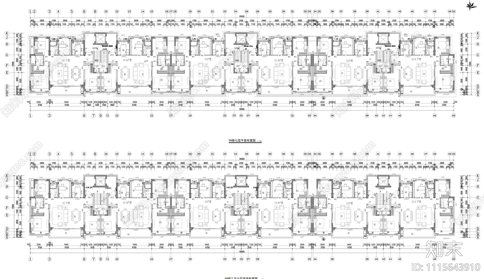 杭州萧山金辰玖和住宅高层及洋房施工图cad施工图下载【ID:1115643910】