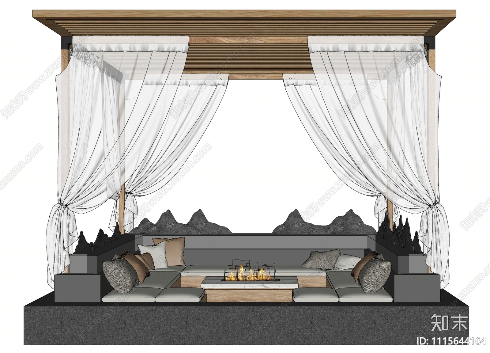 现代户外休闲卡座沙发SU模型下载【ID:1115644164】