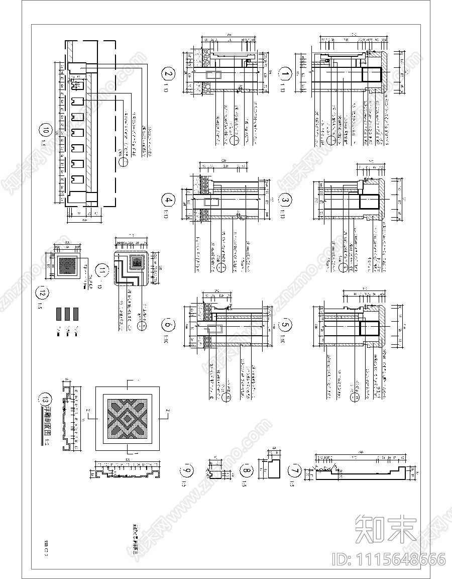 前院对景墙详图cad施工图下载【ID:1115648666】