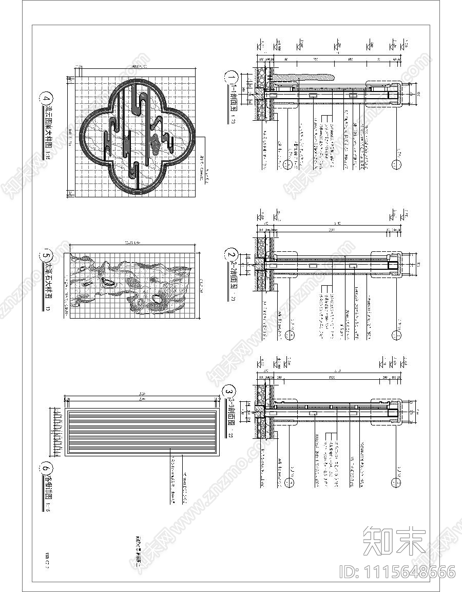 前院对景墙详图cad施工图下载【ID:1115648666】