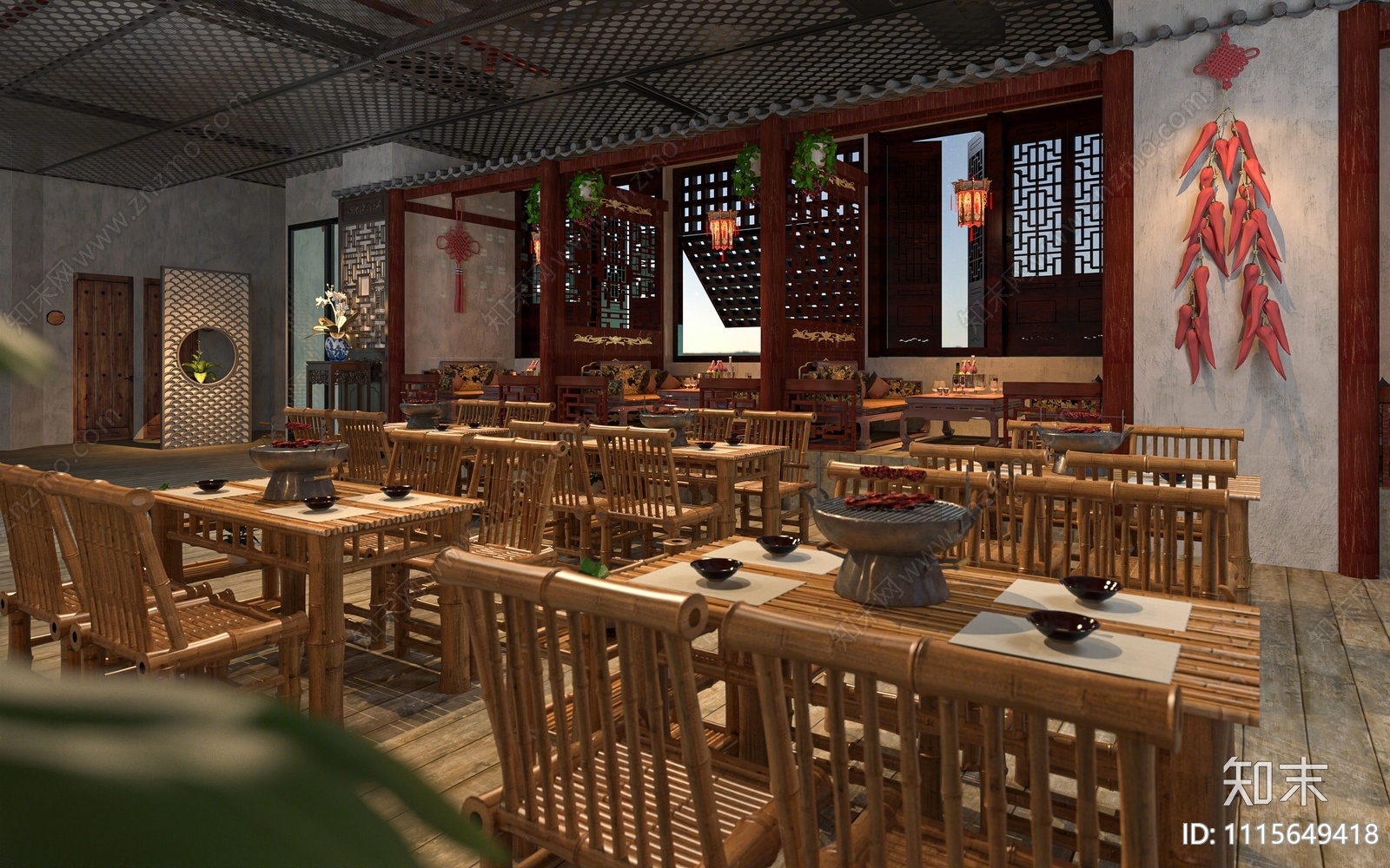 中式烤肉店3D模型下载【ID:1115649418】