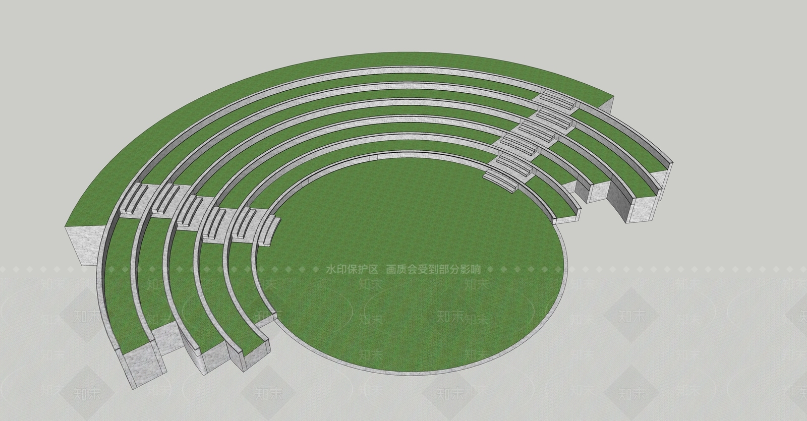 现代台阶景观SU模型下载【ID:1115649939】