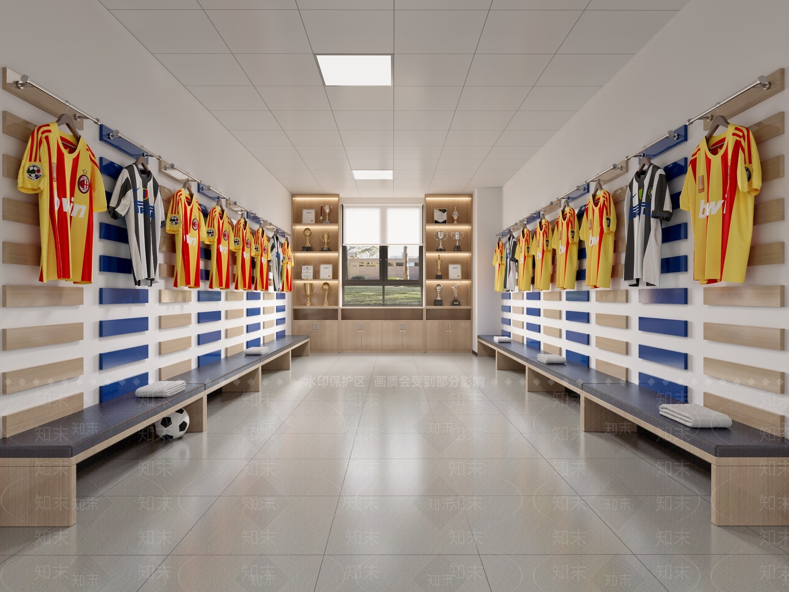 现代足球球队更衣室3D模型下载【ID:1115654982】