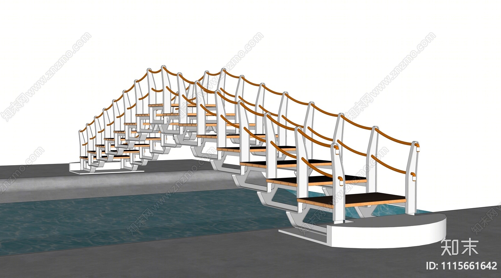 现代景观拱桥SU模型下载【ID:1115661642】