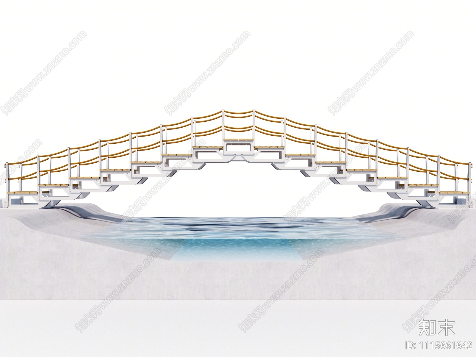 现代景观拱桥SU模型下载【ID:1115661642】