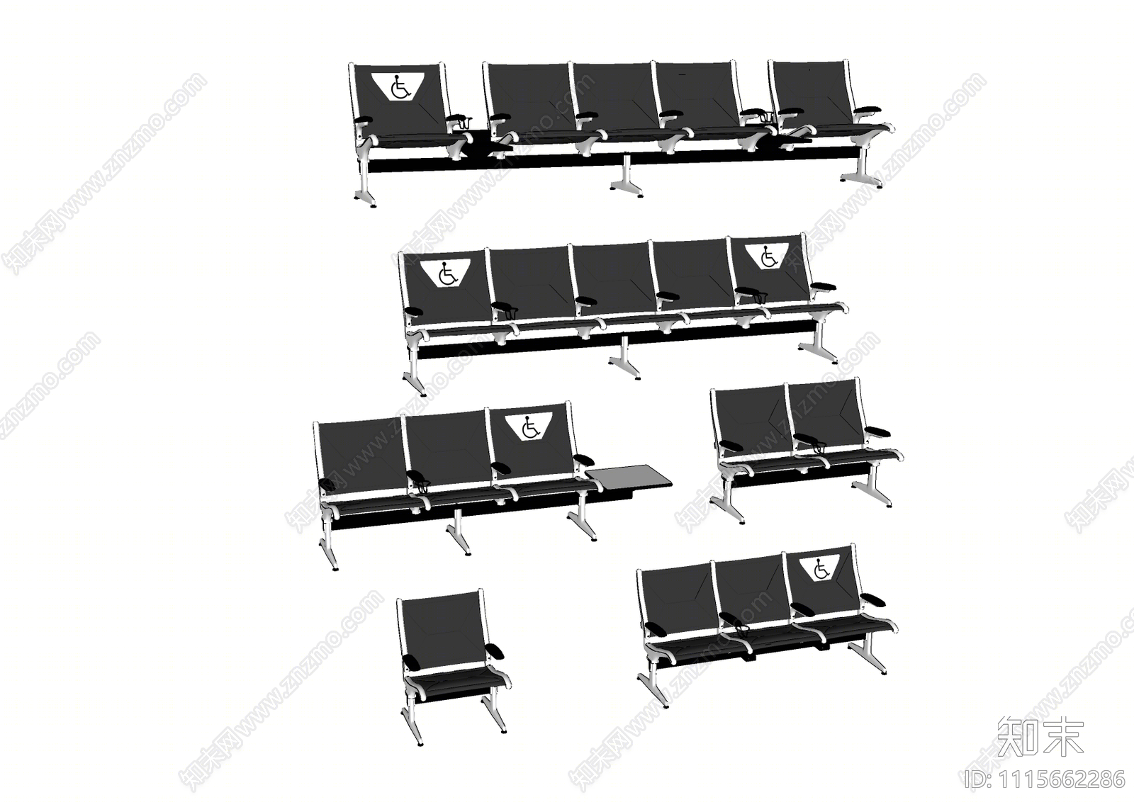 现代等候区座椅SU模型下载【ID:1115662286】