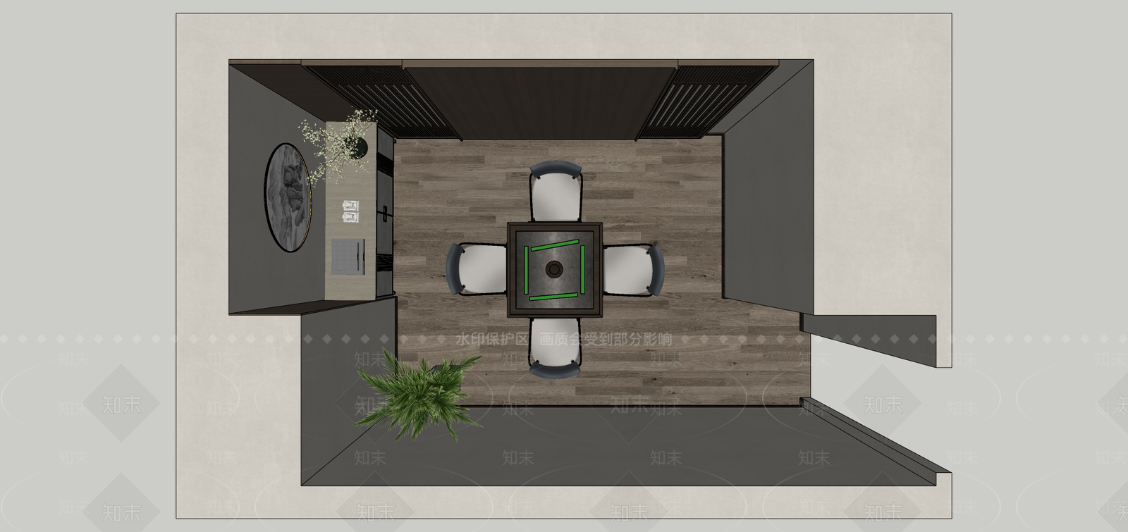 新中式棋牌室SU模型下载【ID:1115663835】