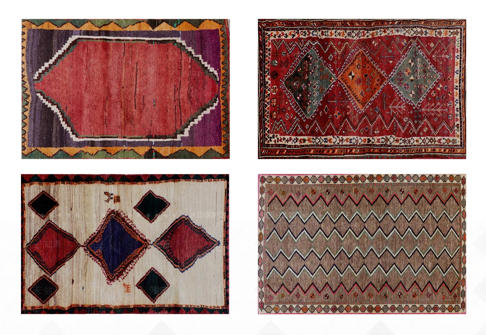 美式乡村橘红咖色民族图案地毯组合3D模型下载【ID:1115664501】