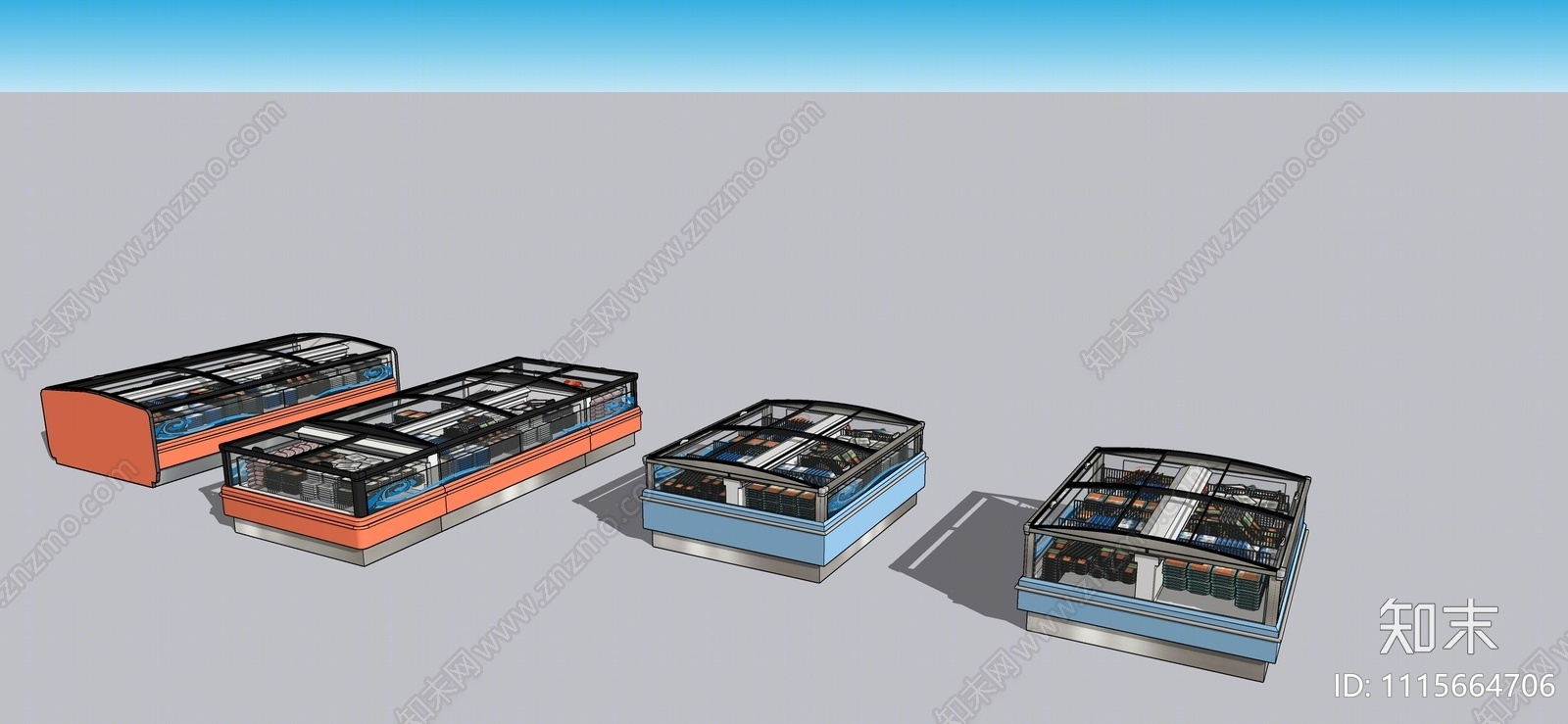 现代超市冰柜SU模型下载【ID:1115664706】