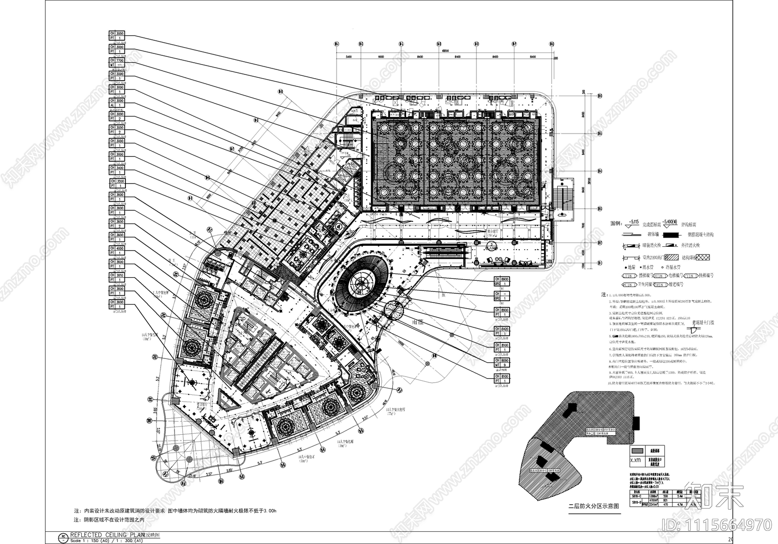 4000㎡宴会厅中餐厅CAD施工图cad施工图下载【ID:1115664970】