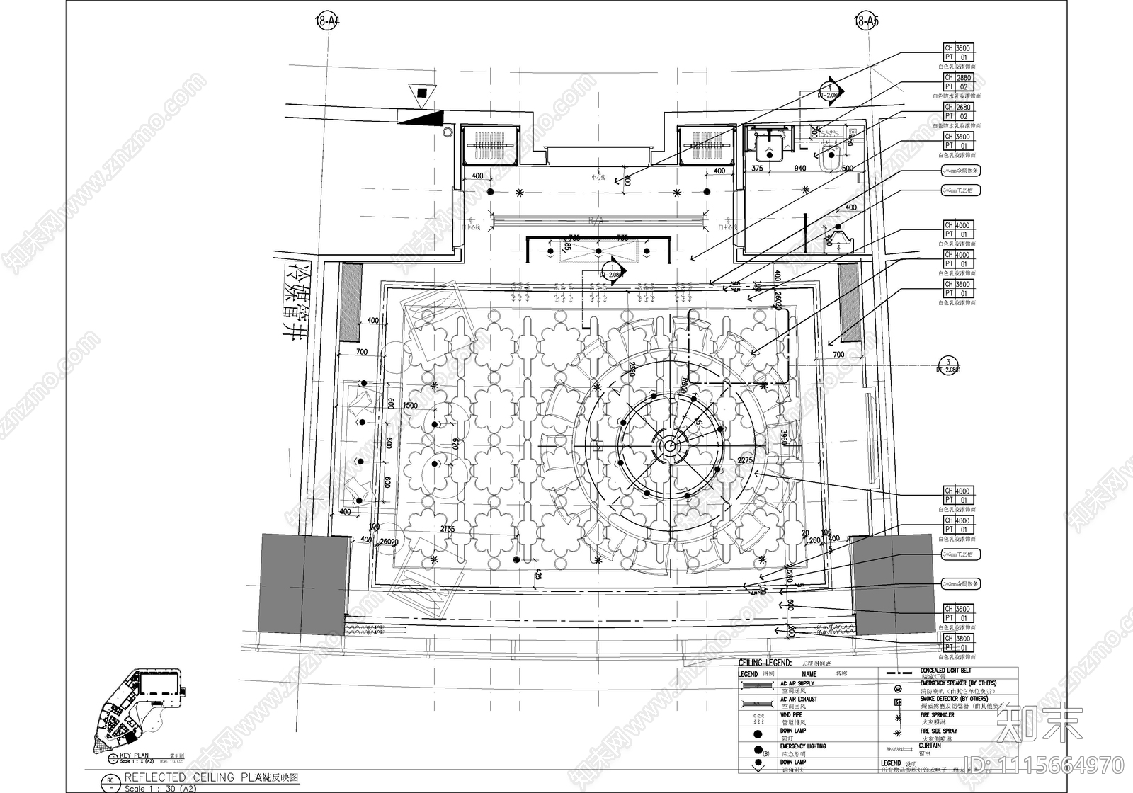 4000㎡宴会厅中餐厅CAD施工图cad施工图下载【ID:1115664970】
