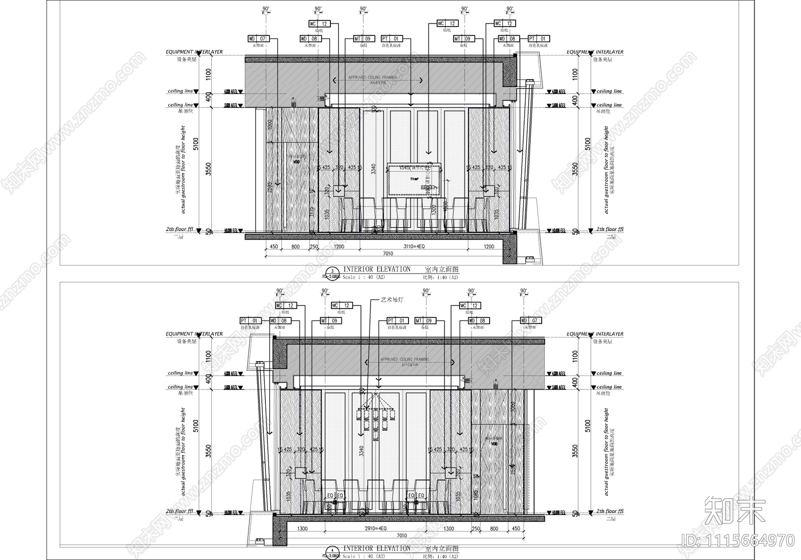 4000㎡宴会厅中餐厅CAD施工图cad施工图下载【ID:1115664970】