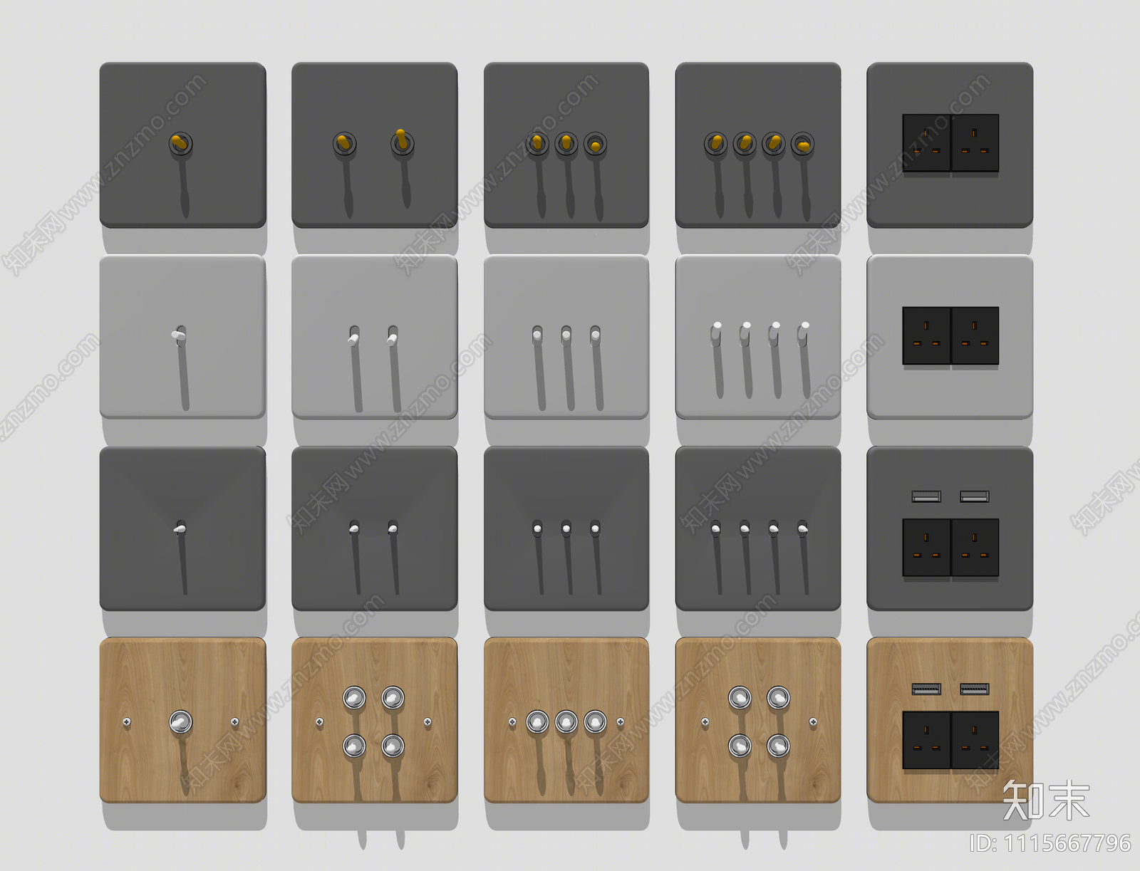 现代开关插座组合SU模型下载【ID:1115667796】