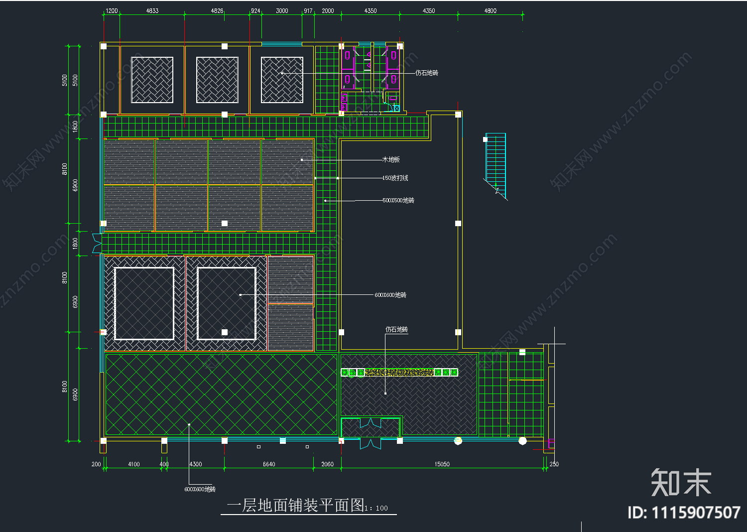 中餐厅空间设计施工图cad施工图下载【ID:1115907507】