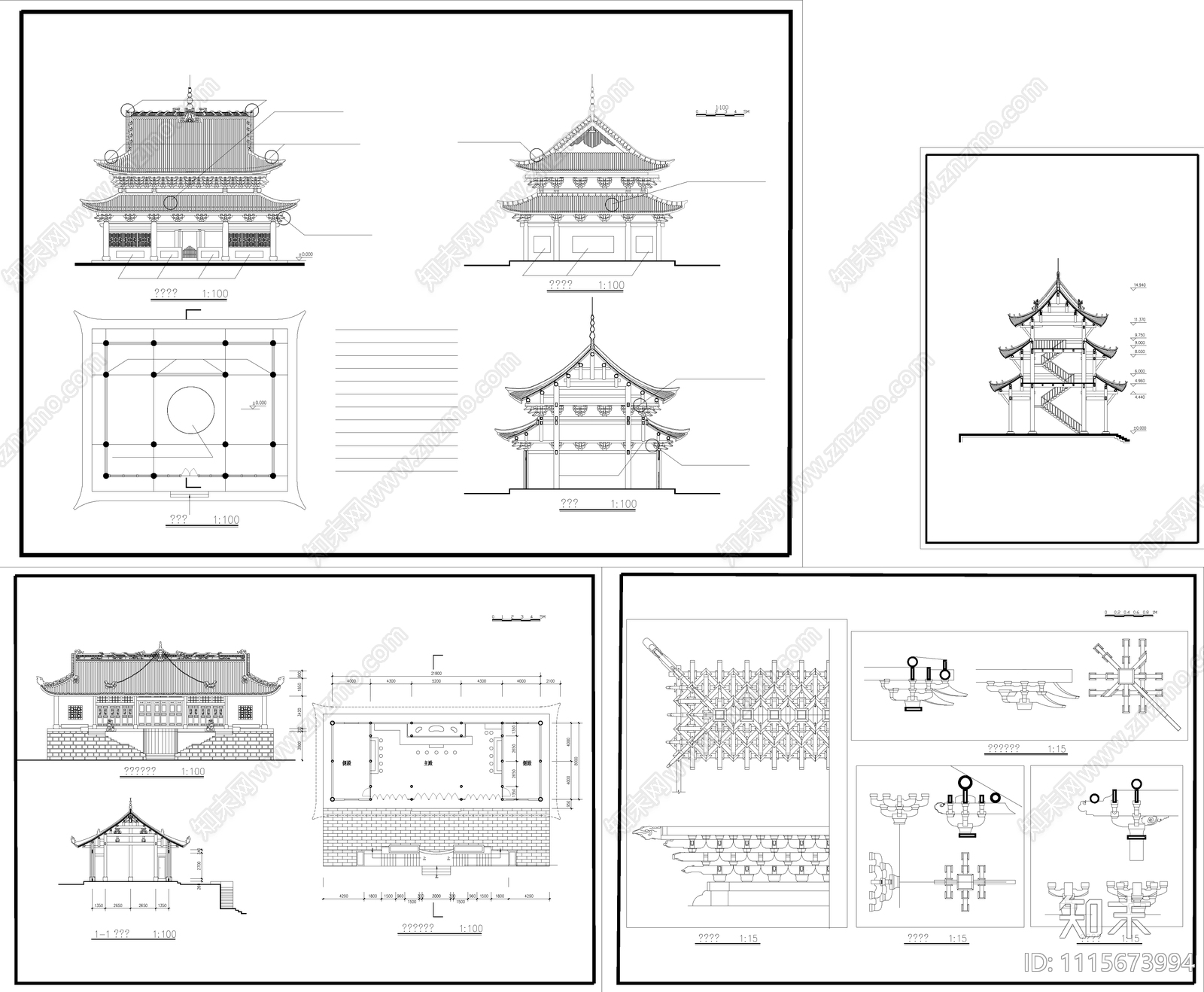 古代建筑CAD施工图施工图下载【ID:1115673994】