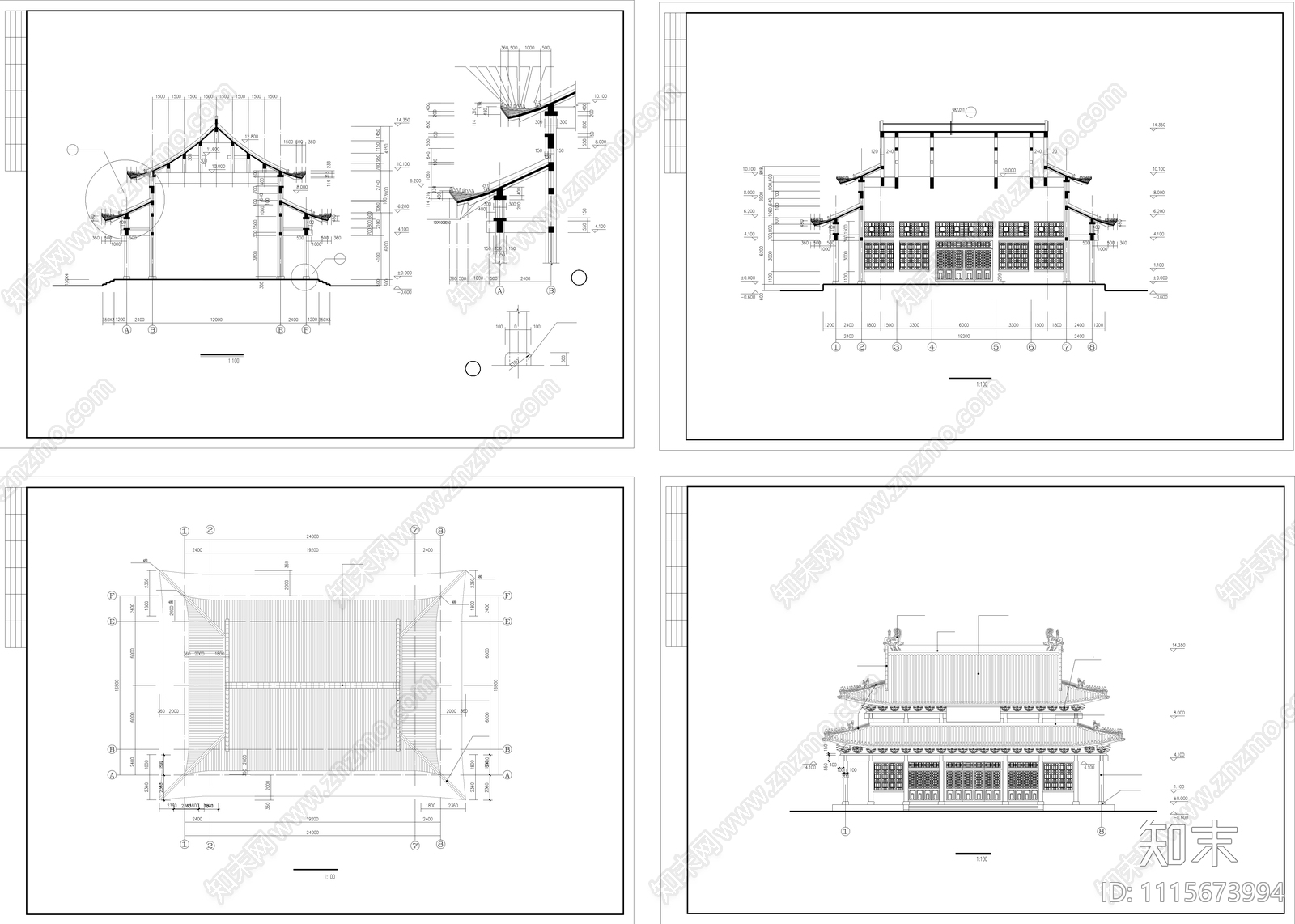 古代建筑CAD施工图施工图下载【ID:1115673994】