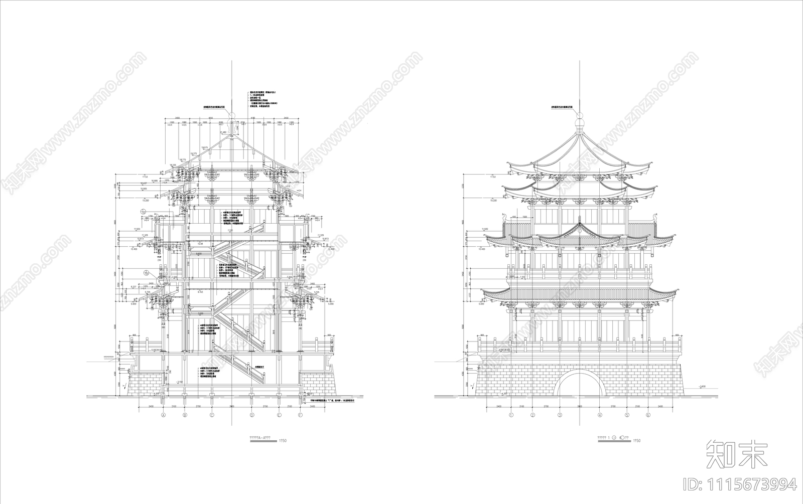 古代建筑CAD施工图施工图下载【ID:1115673994】