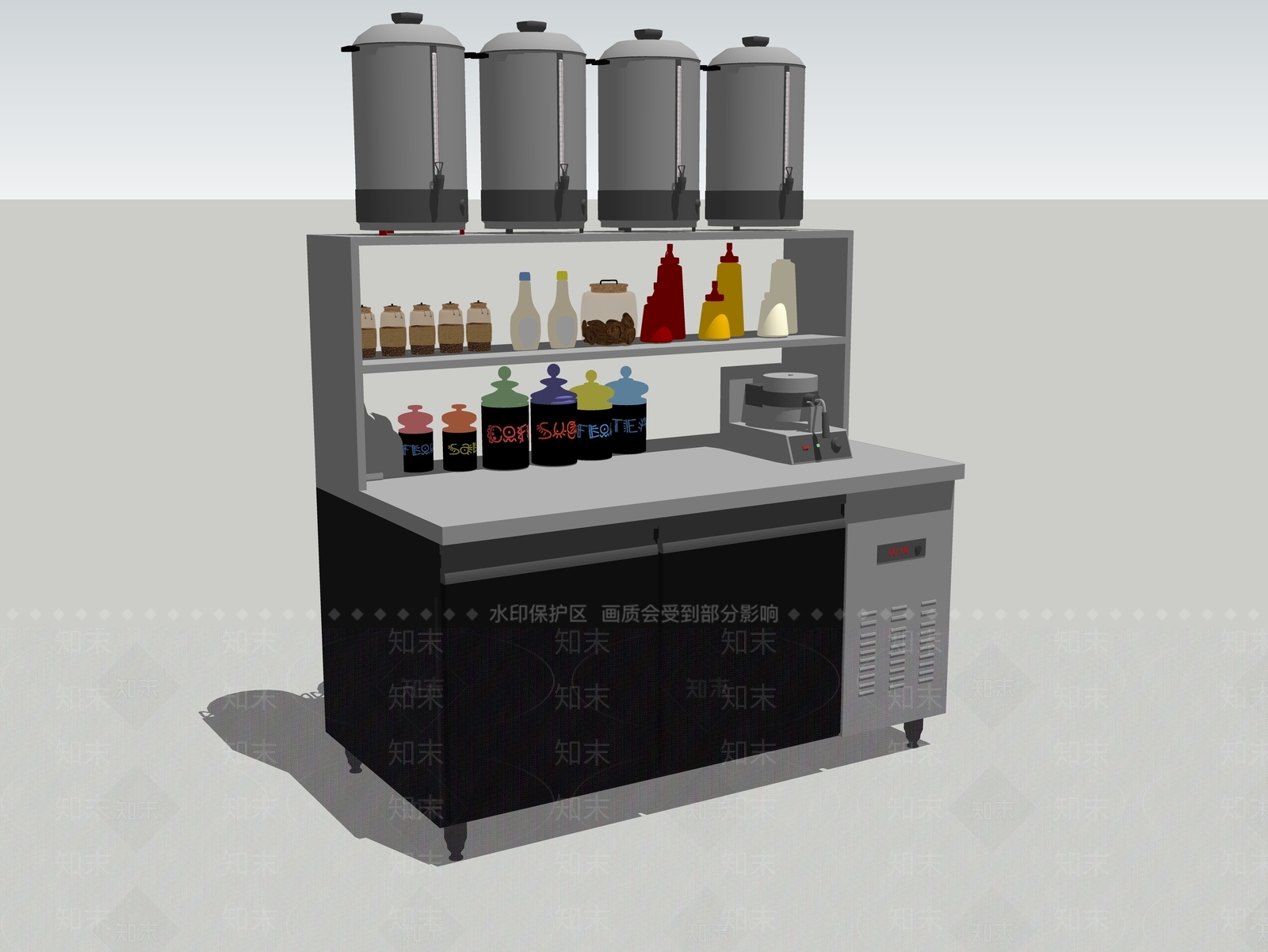 现代厨房用品组合SU模型下载【ID:1115675575】