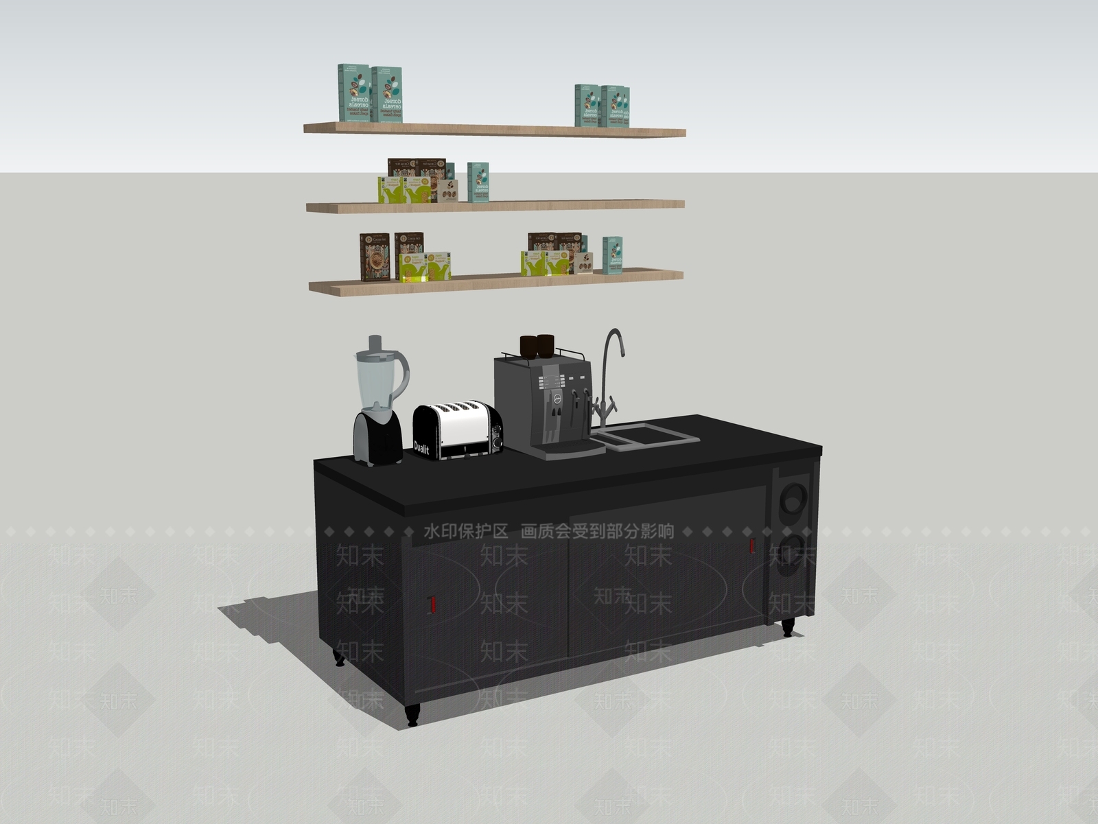 现代厨房用品组合SU模型下载【ID:1115675634】