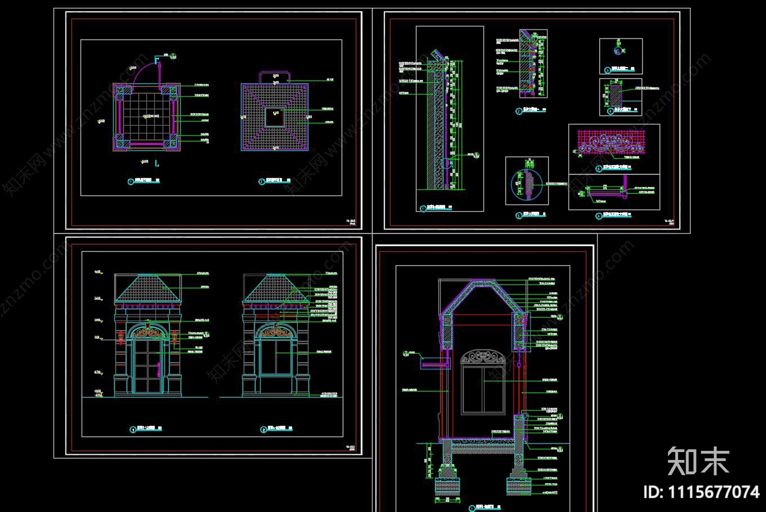 欧式社区保安亭详图cad施工图下载【ID:1115677074】
