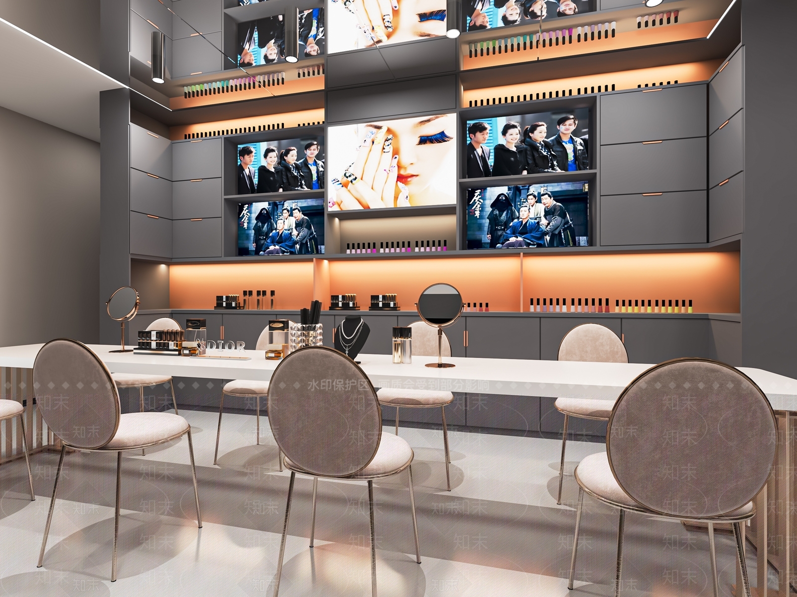 现代美甲店SU模型下载【ID:1115677968】