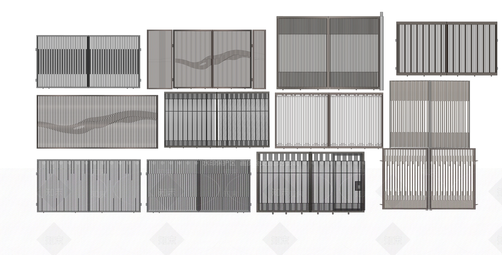 现代大区铁艺大门SU模型下载【ID:1115774579】