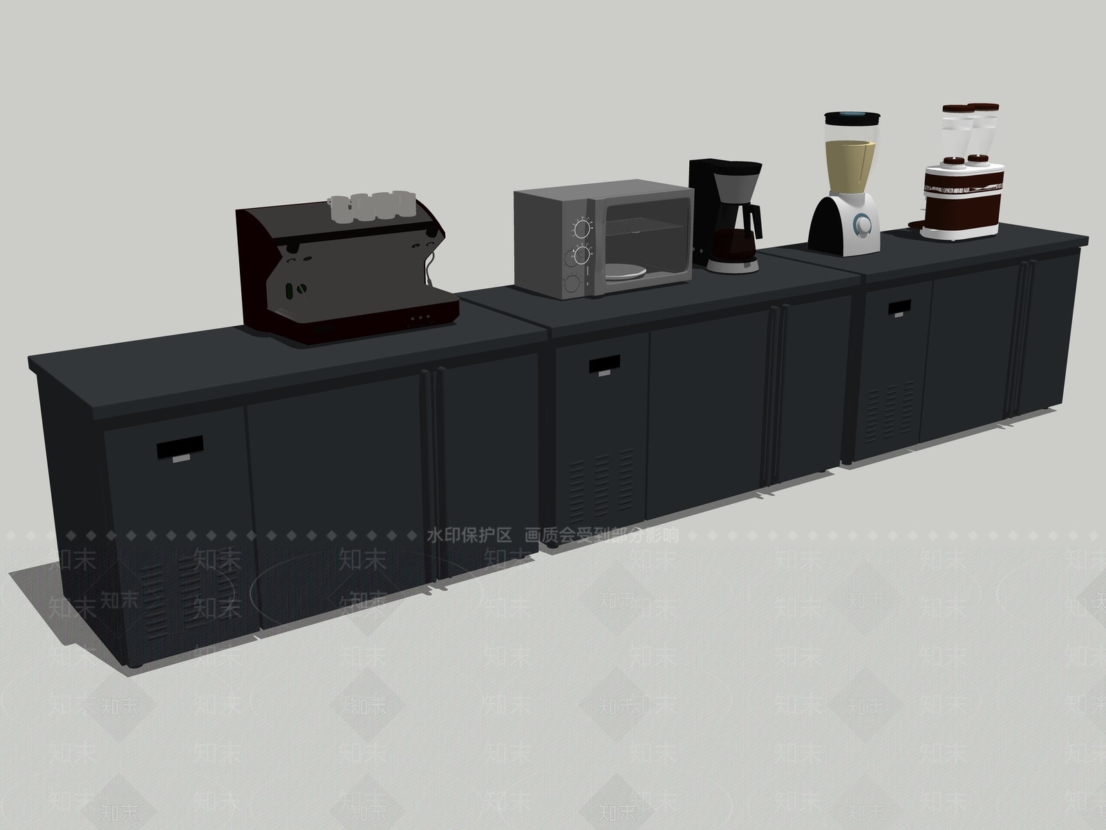 现代厨房用品组合SU模型下载【ID:1115680578】