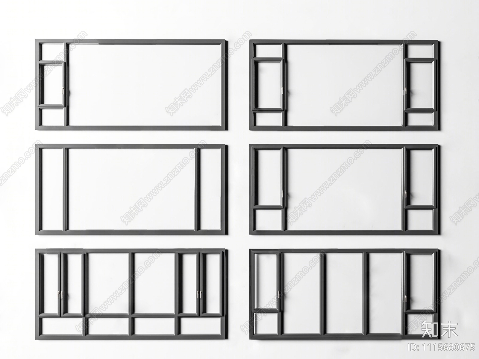现代铝合金门窗SU模型下载【ID:1115680675】