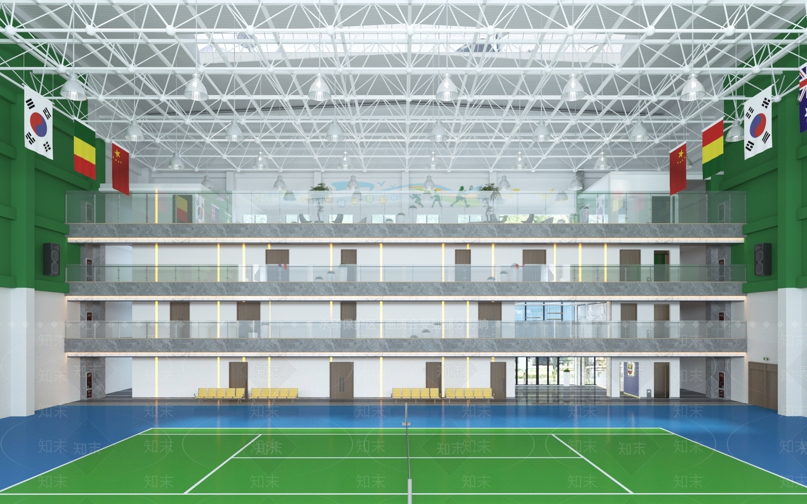 现代羽毛球场3D模型下载【ID:1115681643】