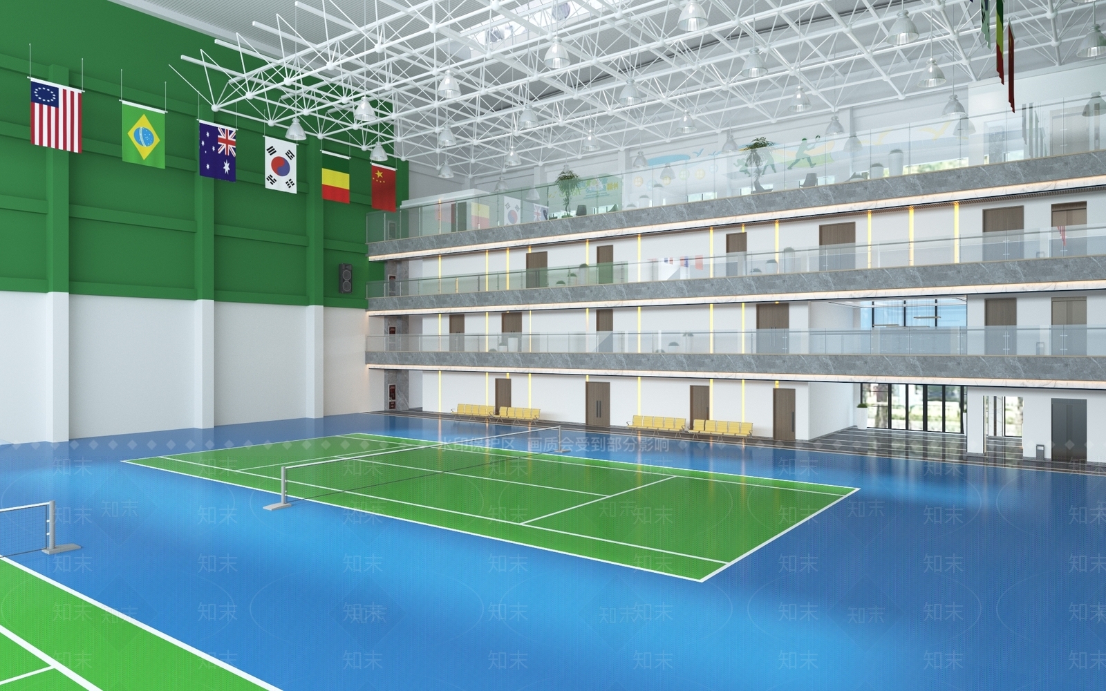 现代羽毛球场3D模型下载【ID:1115681643】