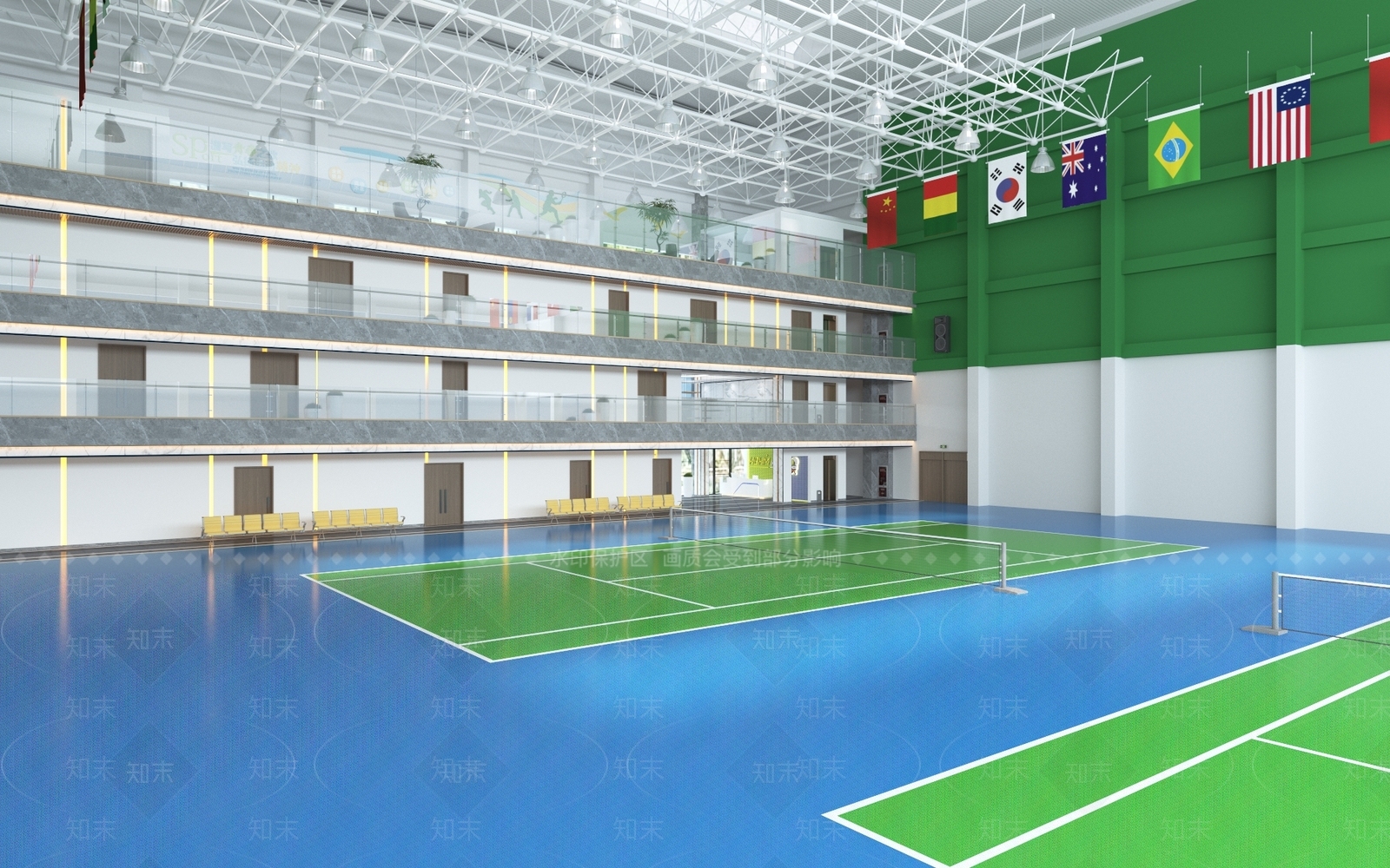 现代羽毛球场3D模型下载【ID:1115681643】
