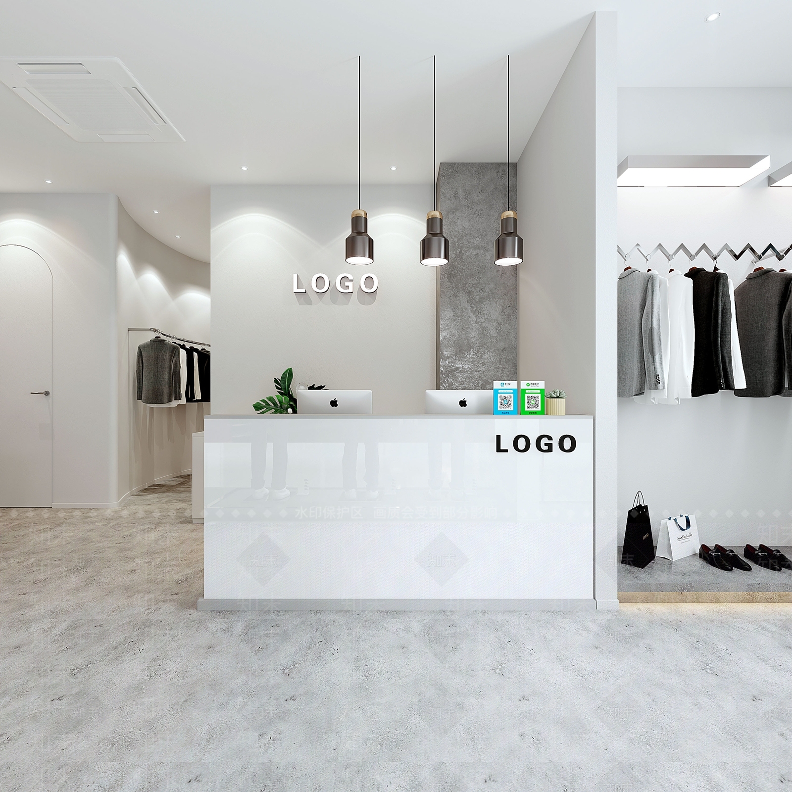 现代服装店收银台3D模型下载【ID:1115689327】