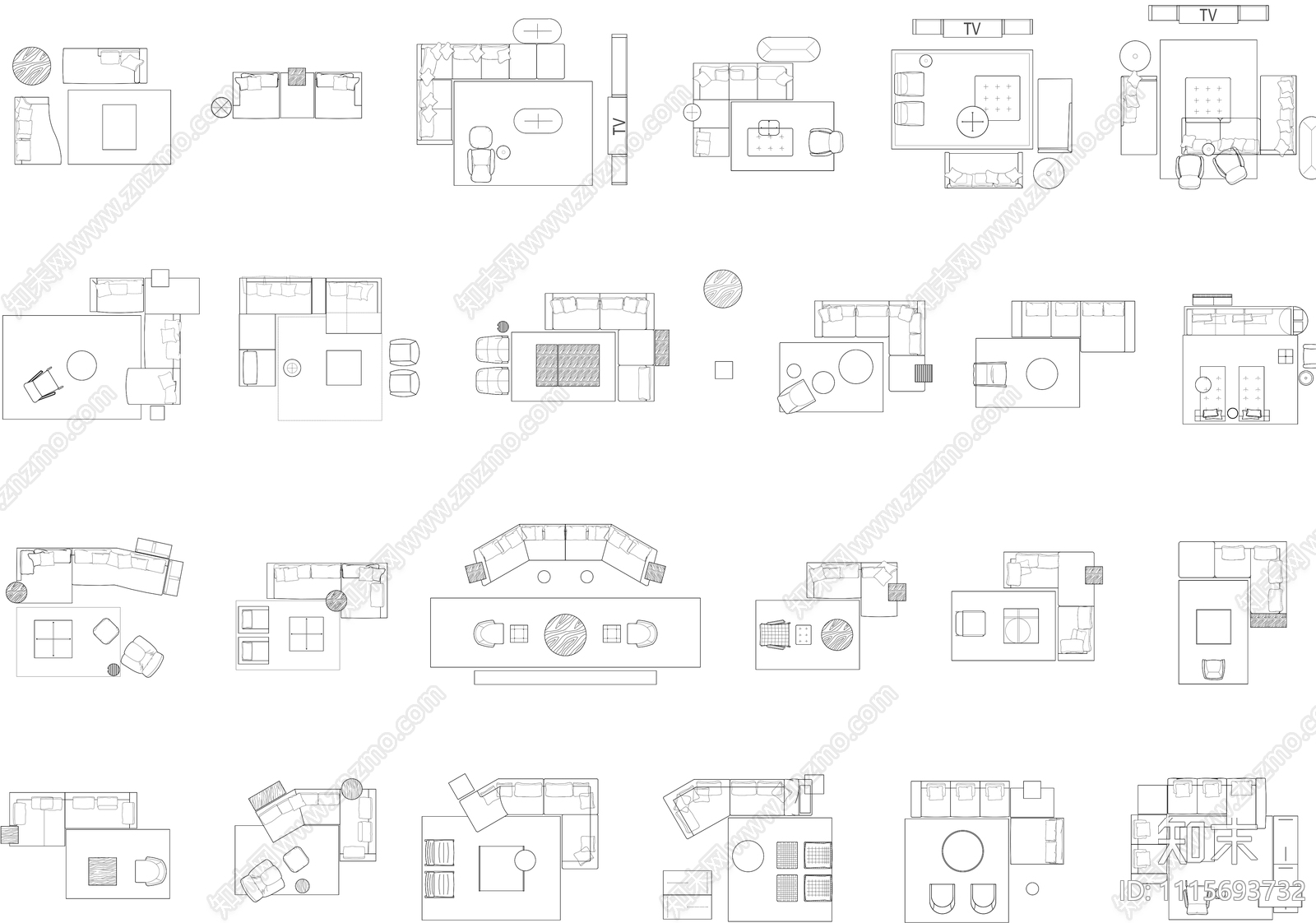 家具组合图库施工图下载【ID:1115693732】