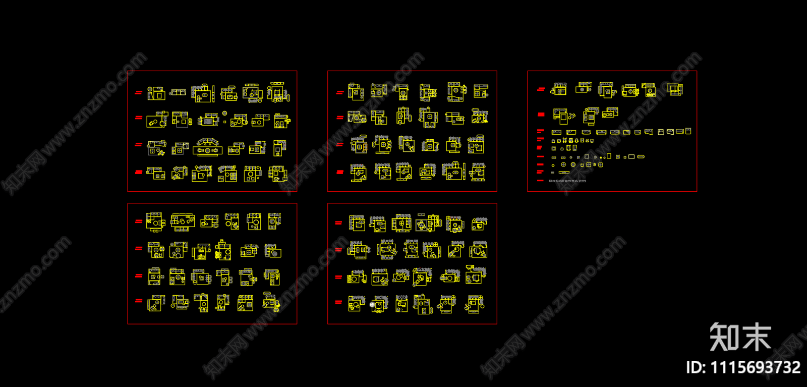 家具组合图库cad施工图下载【ID:1115693732】