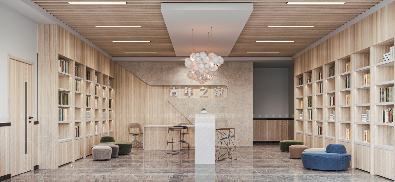 现代党建社区服务站3D模型下载【ID:1115878183】