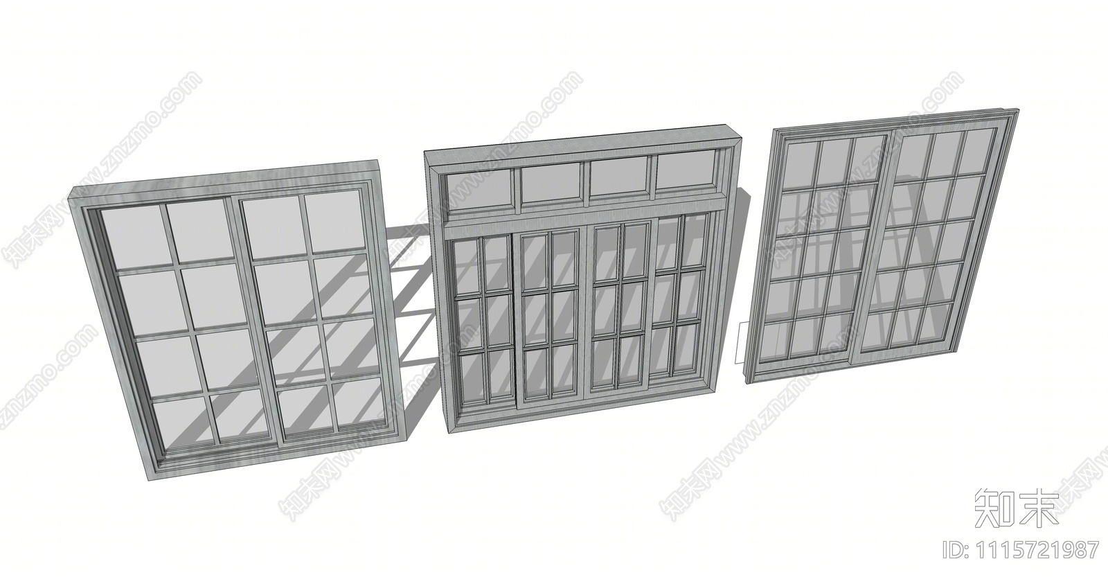 现代窗户组合SU模型下载【ID:1115721987】