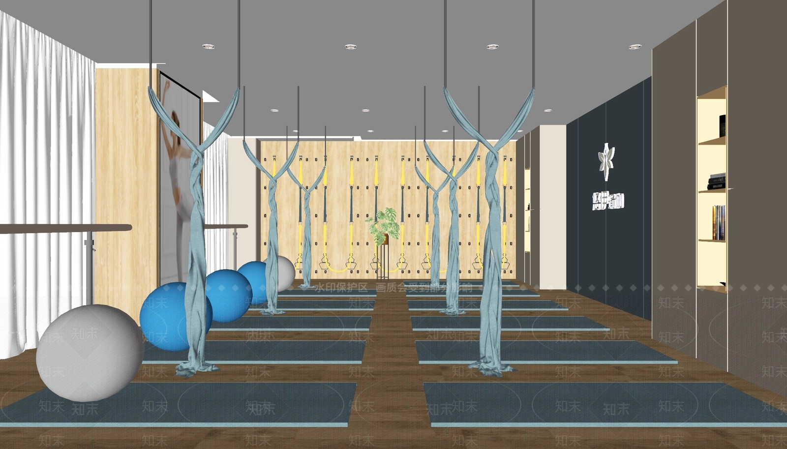 现代瑜伽教室SU模型下载【ID:1115729924】